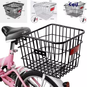 Giỏ sau xe đạp leo núi CQCJ, kim loại bền đẹp màu đen/bạc, dễ dàng lắp đặt và điều chỉnh cho phụ kiện xe đạp gấp trẻ em