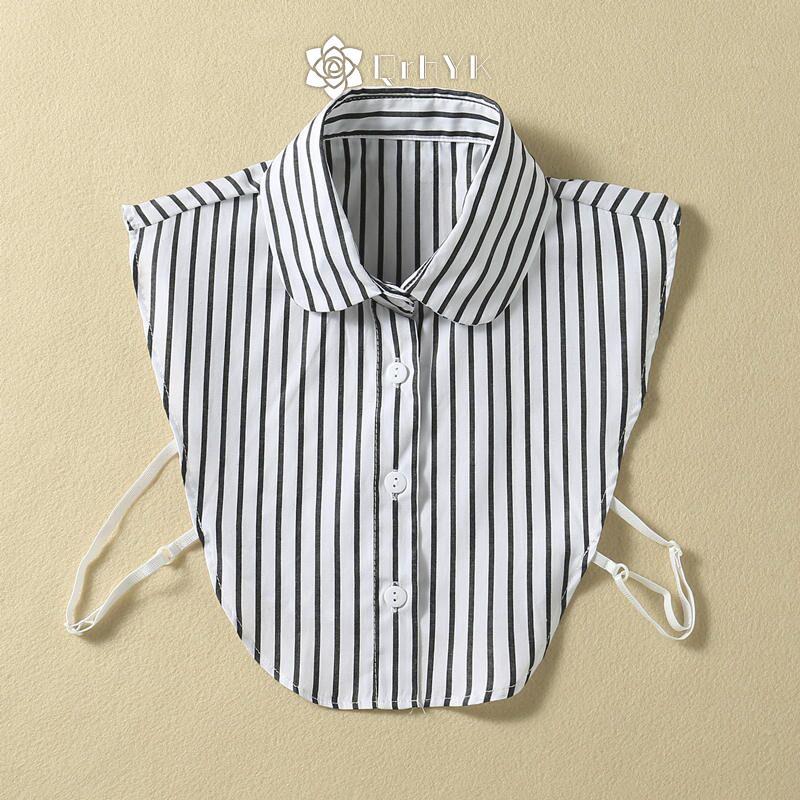 Nữ áo sơ mi với cổ giả bằng len có thể tháo rời - Thời trang mới