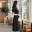 Đầm thiết kế BEMINE cổ sơ mi phối caro dáng chữ A phù hợp đi làm-B444