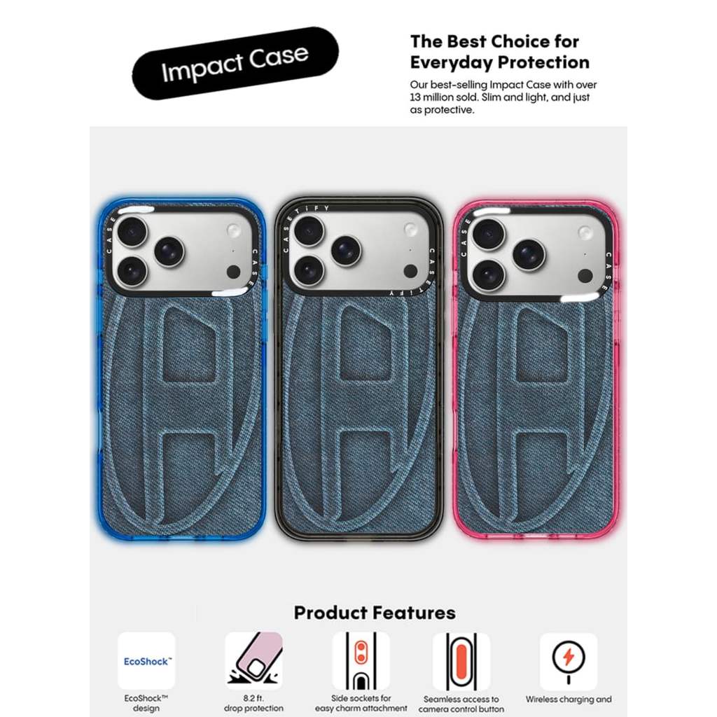 CASECASE X Blue Denim Oval D Case Đen / Sky Blue / Pink Fizz Candy Collection Màu sắc trong suốt cứng hút từ tính Vỏ tác động cho Apple IPhone 13 14 15 16 17Pro Max Plus Có hộp