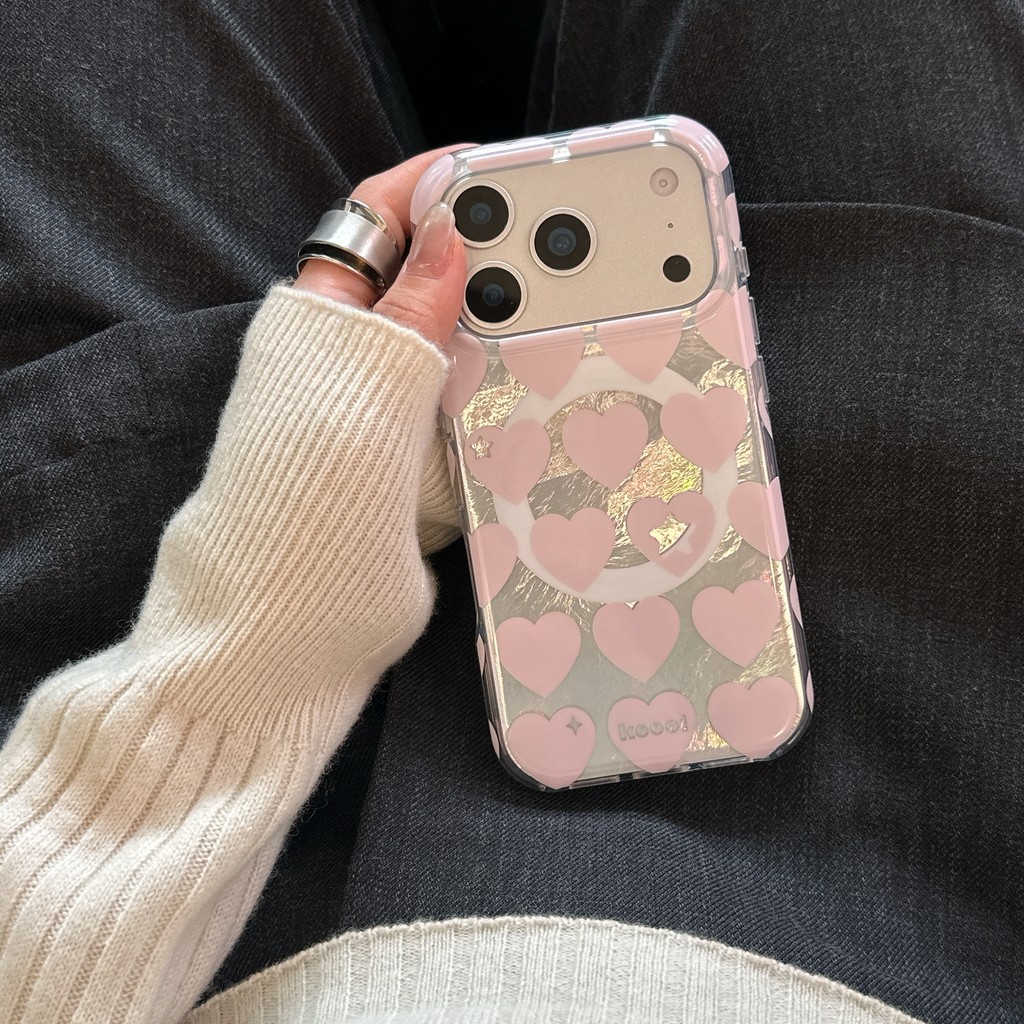 【Giao hàng nhanh】Vật liệu vỏ cứng, họa tiết trái tim đơn giản, phù hợp với iPhone17ProMax 16 15 14 13 ốp lưng iphone