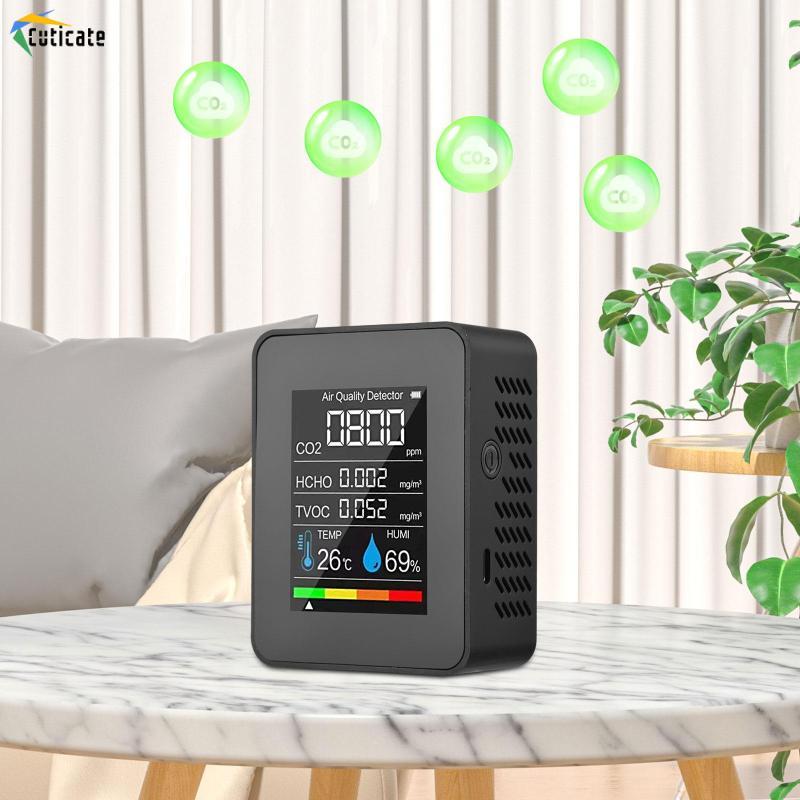 Máy kiểm tra chất lượng không khí Nhiệt độ CO2 Chuyên nghiệp Formaldehyde Máy phân tích không khí chính xác cao cho kho Nhà bếp Sân trường học