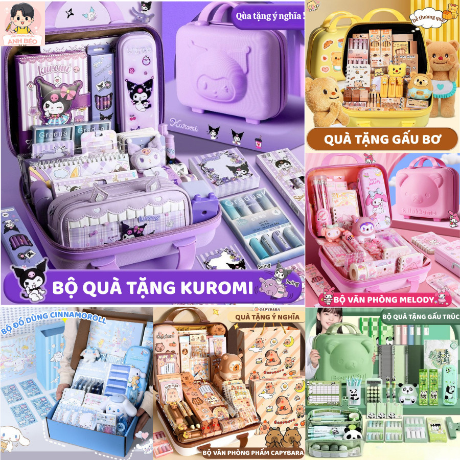 Hộp Quà Văn Phòng Phẩm Cute - Bút Chì Dễ Thương, Đồ Dùng Học Tập Tiện Ích Cho Học Sinh Kiểu Hoạt Hình