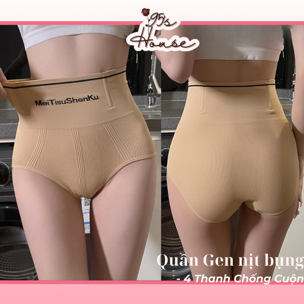 Quần Gen Bụng 4 Thanh Chống Cuộn Thun Co Giãn Thoáng Khí QG21-1