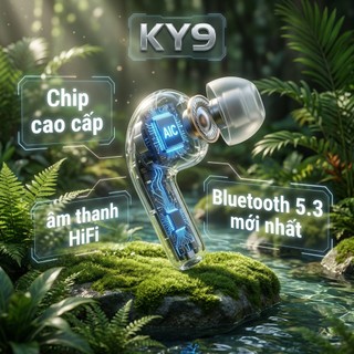 Tai nghe không dây Bluetooth KY9pro, chống mồ hôi, thích hợp để chơi game và khử tiếng ồn