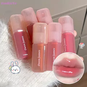HaoBieYe Ống Hồng Gương Nước Bóng Son Bóng Dưỡng Ẩm Pha Lê Thạch Môi Glaze Họa Tiết Nước Son Tint Bóng Trang Điểm Làm Sáng Da PH