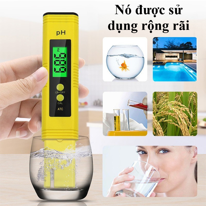 Bút Đo PH Cao Cấp - Tự Động Hiệu Chuẩn ,  Pin Thay Được, Kiểm Tra Nước Bể Cá & Nước Uống Gia Đình