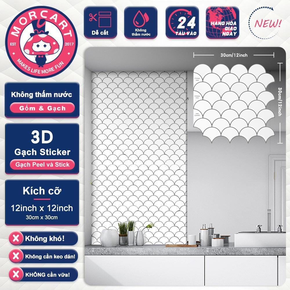 Nhãn dán tường, MORCART, Dễ rách, Dễ áp dụng, Chống nước và chống dầu, Nhãn dán tường 3D, 30cmx30cm, 1 hoặc 10 miếng, Thích hợp cho nhà bếp và phòng tắm, Vỏ cá