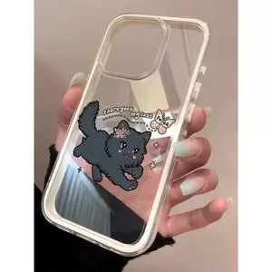 Đuổi bướm mèo đen nhỏ cho 16 trường hợp iPhone 17Air 3 trong 1 bezel 14 13 11Pro