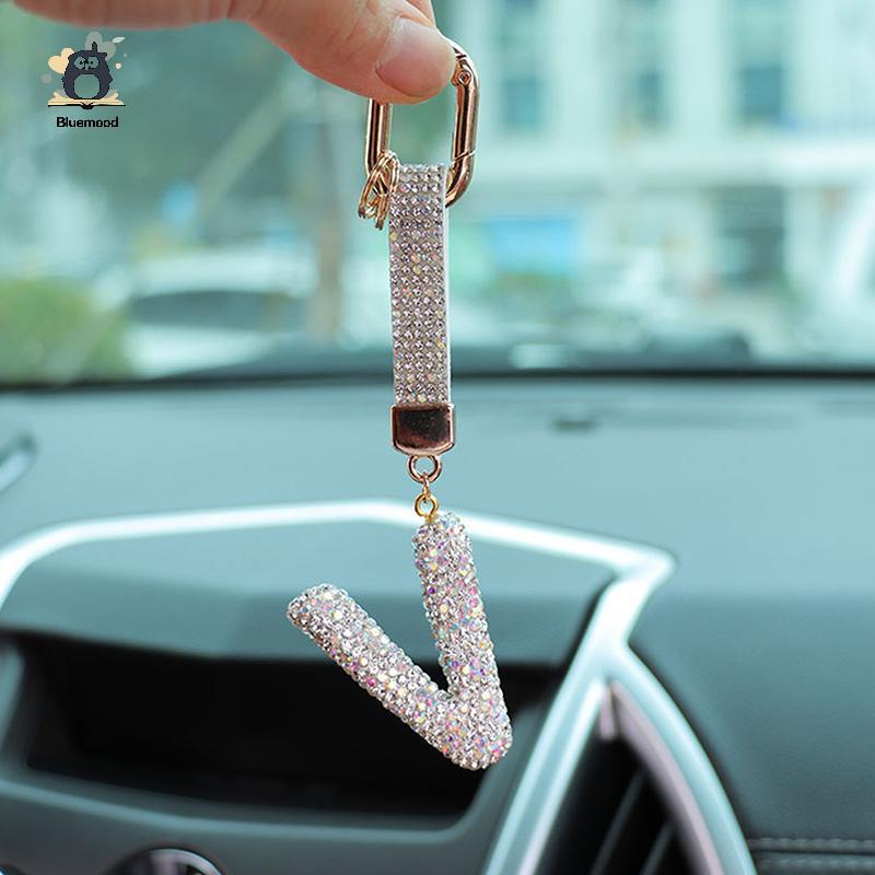[Bluemood] Móc khóa bảng chữ cái kim cương giả lấp lánh thời trang Chữ dễ thương Vòng chìa khóa quyến rũ Tinh tế Bapa Phụ kiện trang trí Quà tặng Mới