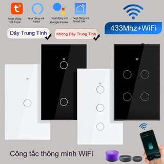 Công Tắc Đèn Thông Minh Tuya WiFi RF433 Chuẩn Mỹ, Điều Khiển Alexa Google Home