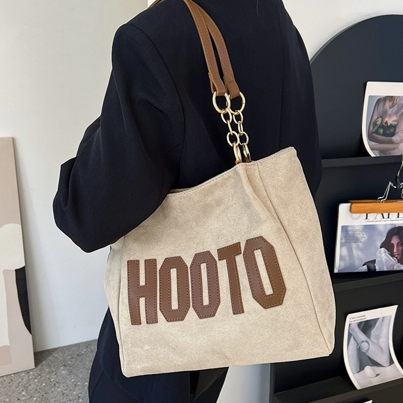 Túi Tote Có Khóa Kéo, Túi Đeo Vai Cỡ Lớn Vải Canvas Có Dây Đeo Phù Hợp Đi Làm Đi Chơi