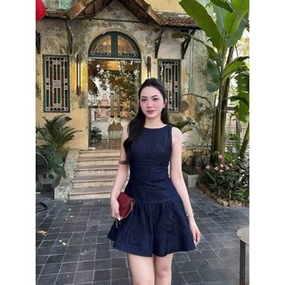 [VIDEO/ SẴN] ĐẦM VÁY NỮ DENIM SÁT NÁCH HỞ LƯNG CHIẾT EO DÁNG XOÈ SIÊU XINH