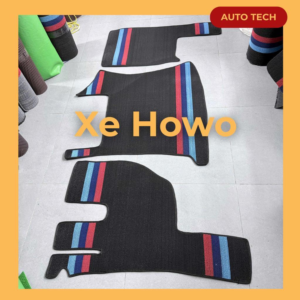 [Howo] Bộ thảm lót sàn cước cho xe đầu kéo Howo cắt sẵn và may bo viền chống nước, chống trơn trượt, Nội thất ô tô
