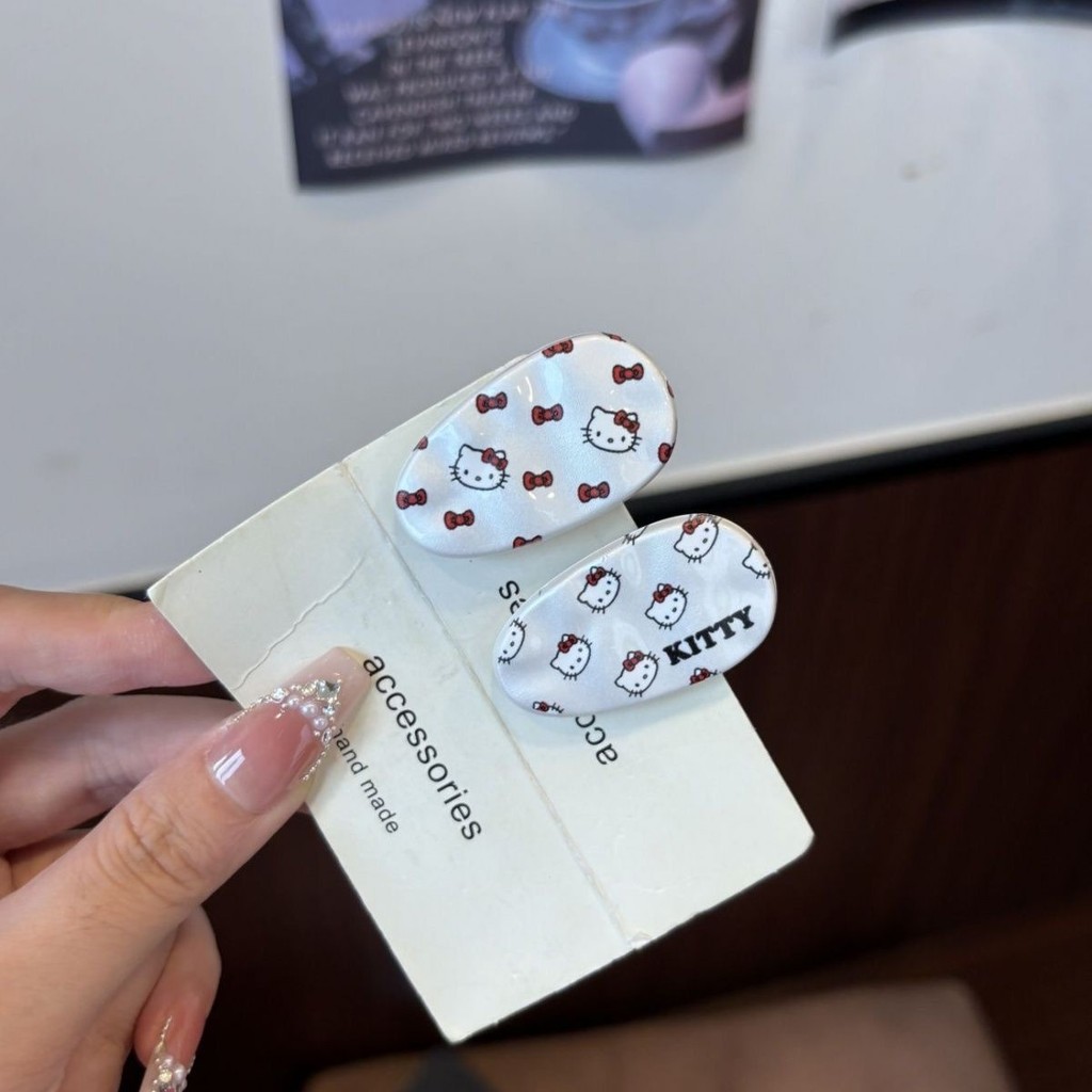 Dễ Thương Ngọt Sữa KT Mèo Giọt Mưa Kẹp Tóc Hoạt Hình Cô Gái ins Phong Cách Tất Cả Trận Đấu Hình Bầu Dục Nổ Kẹp Tóc