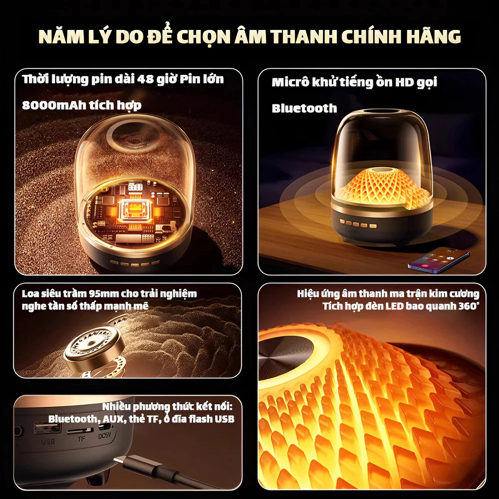 Loa Bluetooth GLASS-5 Speaker Siêu bass HIFI 128 màu, PinTTrâu15H,  siêu bass loa bluetooth bass mạnh pin trâu
