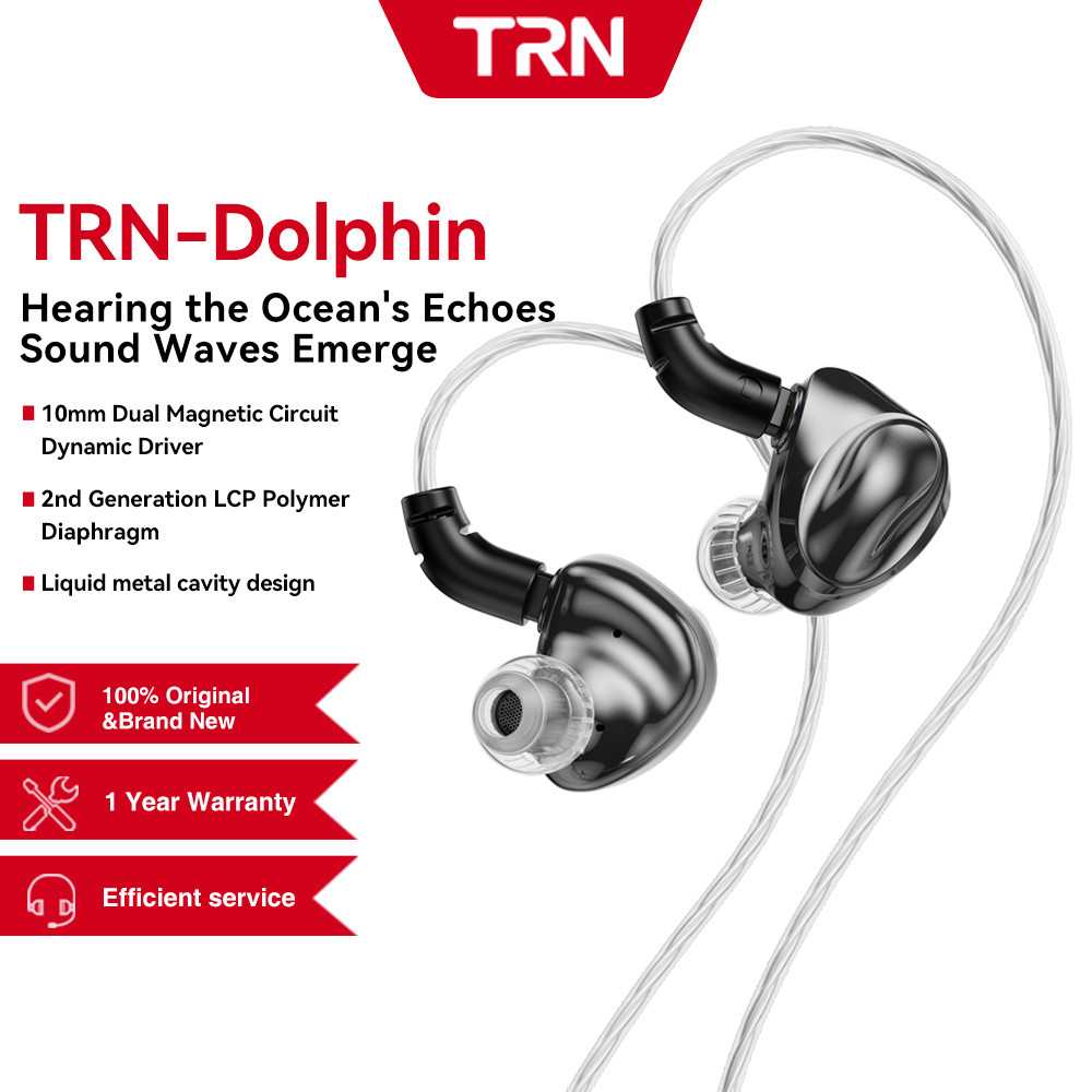 TRN Dolphin 10mm Mạch từ kép Trình điều khiển động Hifi Tai nghe nhét tai IEM Thiết kế khoang kim loại lỏng Tai nghe có dây