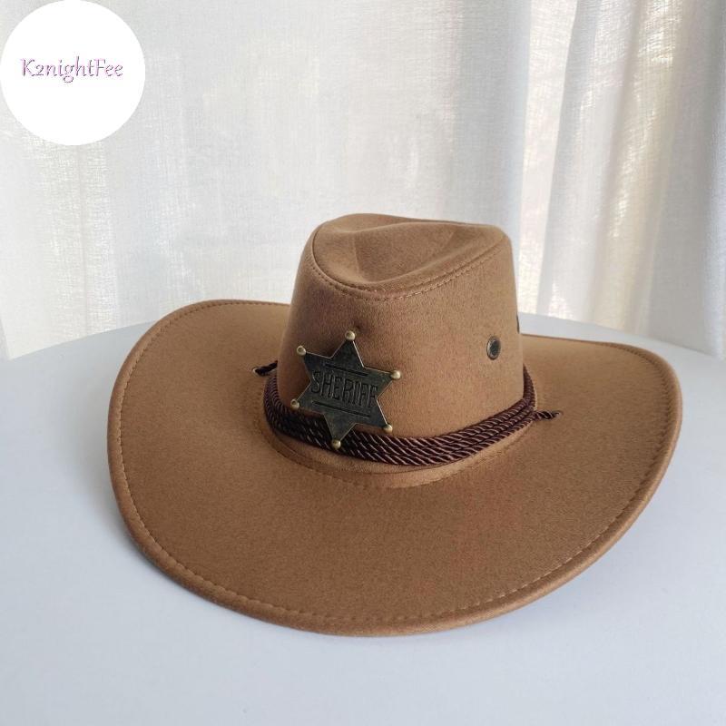 K2nightFee Mũ Cao Bồi Phương Tây Có Ngôi Sao Ba Dây Màu Cà Phê 56-58cm Flat Top Rộng Vành Chống Nắng Hoạt Động Ngoài Trời Cho Nam Nữ VN