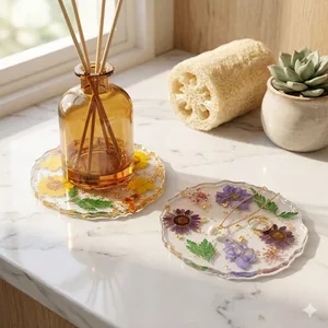 Lót Ly Nhựa Resin Hoa Khô Thật - Đế Lót Ly Trong Suốt Decor Bàn Cà Phê - Phụ Kiện Chụp Ảnh Trang Sức & Làm Móng Đẹp - Quà Tặng Tinh Tế