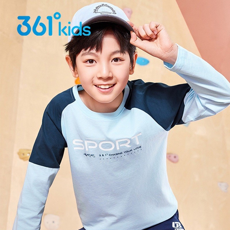 Áo thun Cotton dài tay thể thao bé trai 361 độ Áo thể thao thông thường dành cho trẻ em