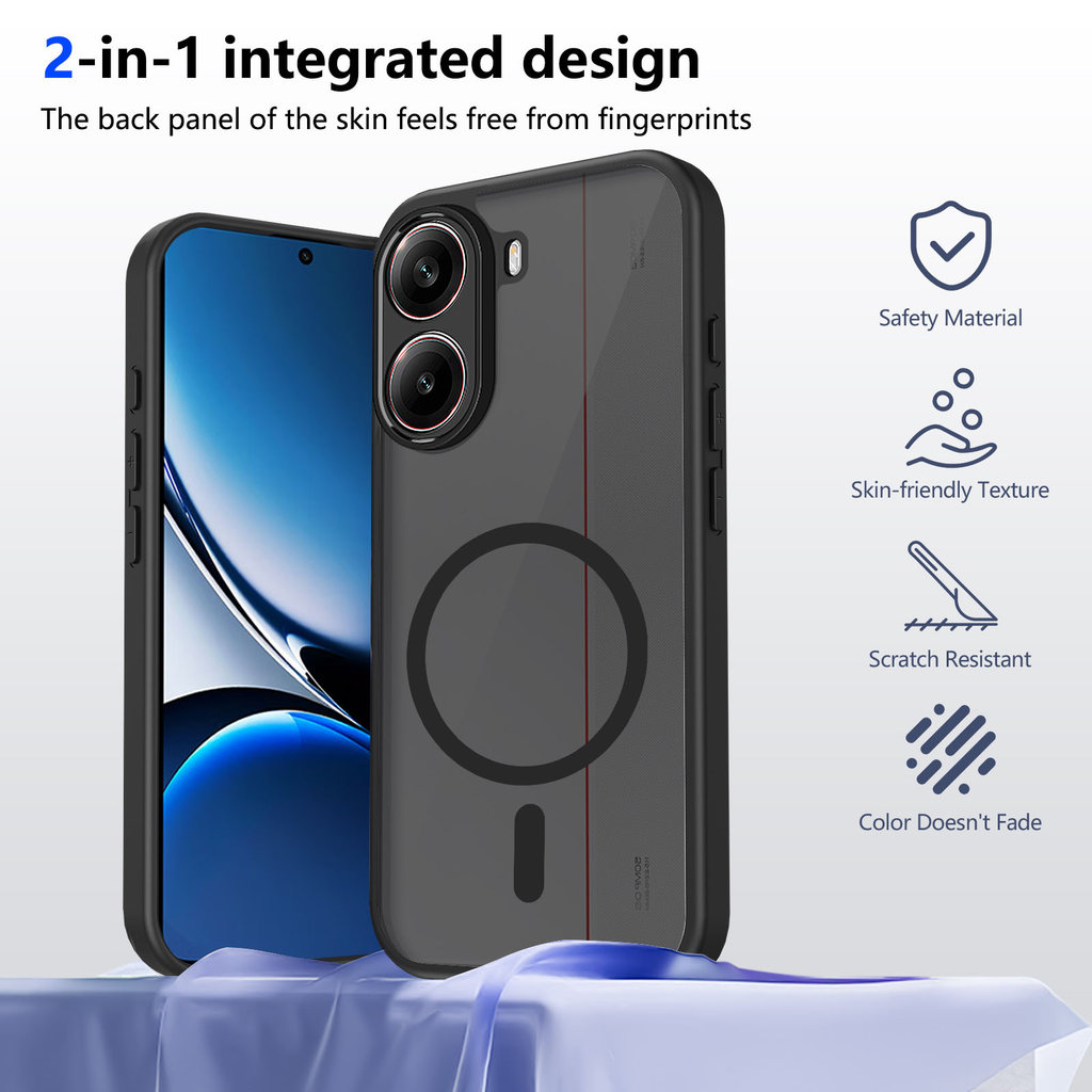 Ốp lưng Xiaomi Poco X7 Pro 5G Vỏ thu hút từ tính màu đen mờ cho Ốp điện thoại Xiaomi Poco X7 Pro 5G