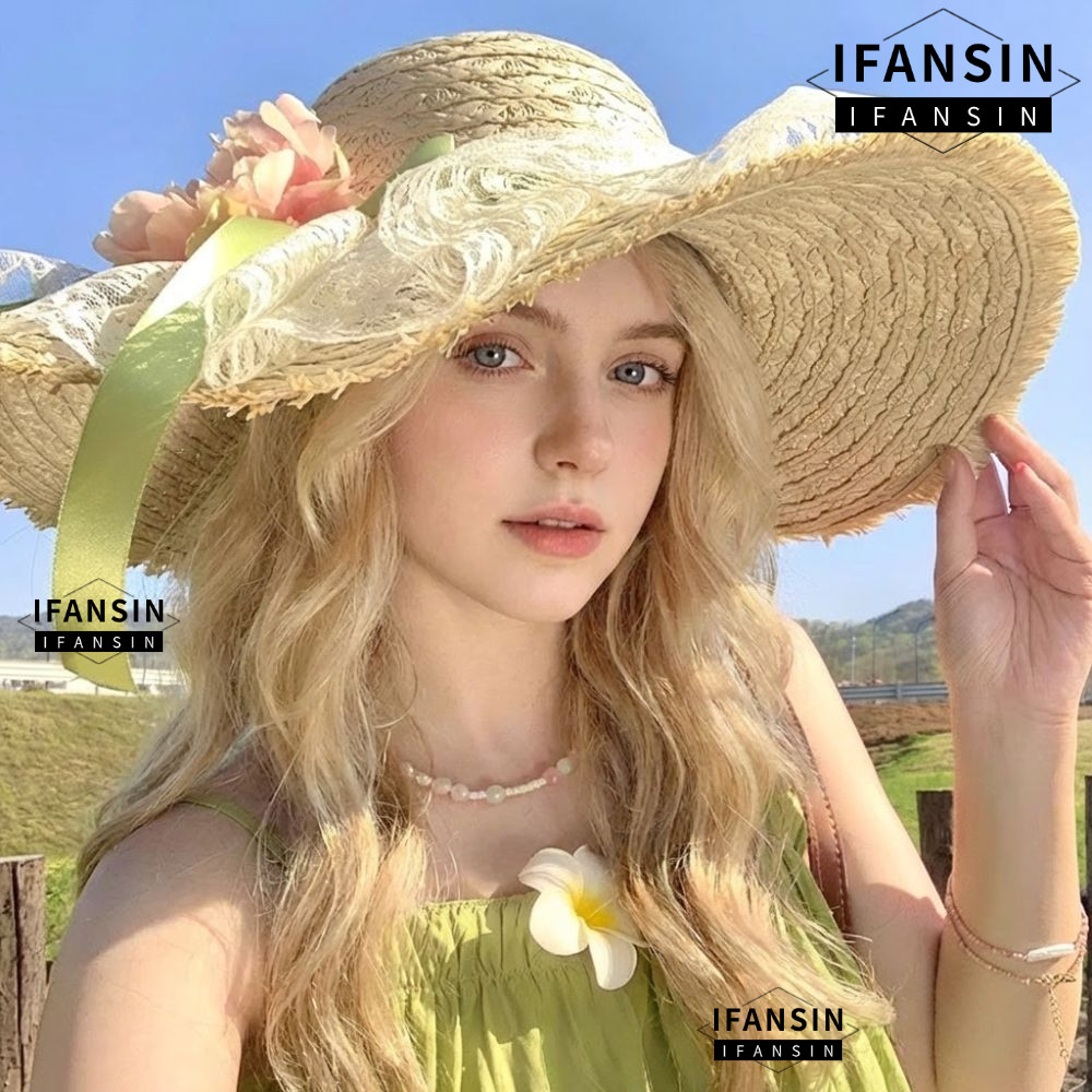 Mũ ngư dân IFASIN làm từ rơm Raffia, dệt thủ công, chống nắng hiệu quả cho chuyến đi chơi mùa hè