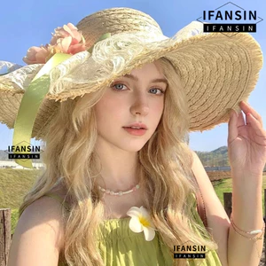 Mũ ngư dân IFASIN làm từ rơm Raffia, dệt thủ công, chống nắng hiệu quả cho chuyến đi chơi mùa hè
