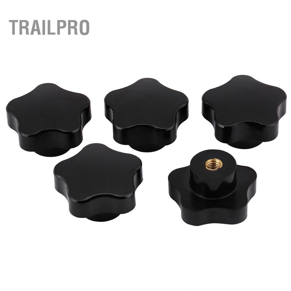 TrailPro Knurled Ren Kẹp Núm 5 Chiếc Hình Ngôi Sao M8 Đa Năng Màu Đen Nhựa Bền Đẹp Tay Cầm Bắt Vít Cho Máy Quá