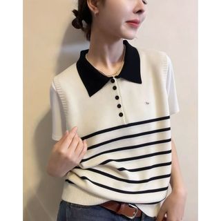 Áo Polo Sọc Tay Ngắn Cho Nữ, Phong Cách Hàn Quốc, Thích Hợp Mùa Hè