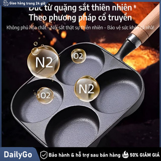 Chảo 4 ngăn chiên trứng làm bánh chống dính tay cầm gỗ bếp từ Chảo 4 ngăn،Chảo Gang Chống Dính