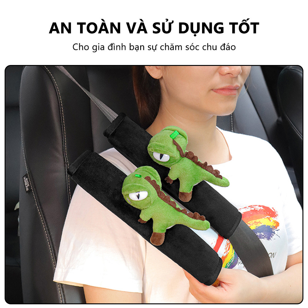 Sang Trọng Khủng Long Nhỏ Dây An Toàn Ô Tô Vai Chống bóp Mềm Nội Thất Ô Tô Trang Trí Vai Bảo Vệ Bộ