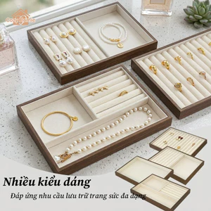 Hộp Đựng Trang Sức Gỗ Óc Chó Khay Trưng Bày Vải Nhung Mềm Bảo Vệ Lưu Trữ Lớn Nhiều Ngăn Retro