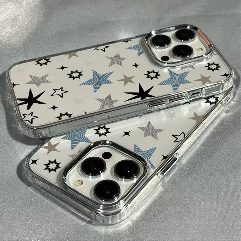 Ốp Điện Thoại Họa Tiết Ngôi Sao Năm Cánh Doodle Nhiều Màu Sắc Cho Samsung S25 S24 FE S26 S23 Ultra S20 S22 S21 Plus Vỏ Chống Sốc Trong Suốt
