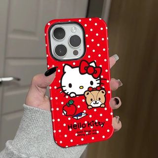 Ốp điện thoại 2 trong 1 Red wave point kt Apple 17 / 16 iPhone 15 Pro Max Phim mới 14 / 13 Creative 12 / 11 Pro Max 7 / 8 Plus Ốp điện thoại bóng hai lớp