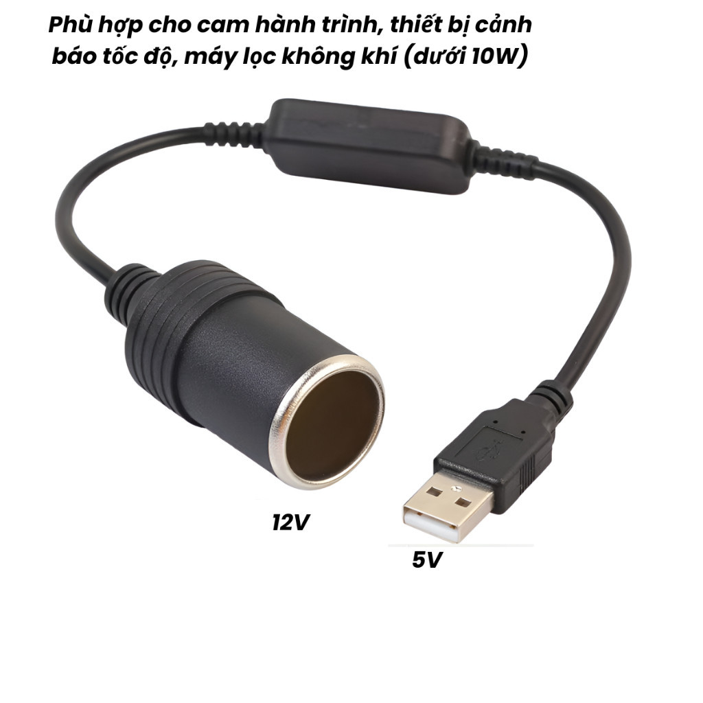 【48h】Bộ chuyển đổi tẩu sạc ô tô từ nguồn USB 5V lên 12V, thiết kế nhỏ gọn, dễ dàng kết nối và sử dụng trên mọi xe.