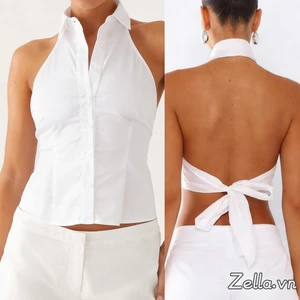 Áo vest nữ thời trang mùa hè với nút lên dây và ve áo thắt lưng