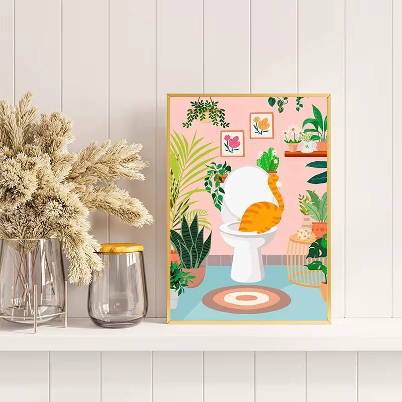Hoạt Hình Dễ Thương Mèo Canvas Nghệ Thuật In Nhiều Màu Sắc Chống Thấm Nước Không Khung Trang Trí Tường Cho Gia Đình & Quà Tặng