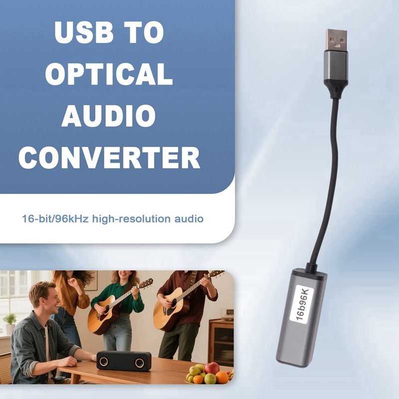 Bộ chuyển đổi âm thanh USB sang quang học Bộ chuyển đổi USB sang SPDIF 16bit / 96KHZ để kết nối máy tính xách tay với Soundbar