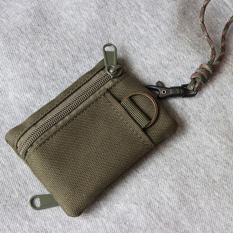 【48h】Túi canvas mini đeo cổ đựng chìa khóa với kiểu dáng Nhật Bản tinh tế, chất liệu bền đẹp, có khóa kéo và dây buộc.