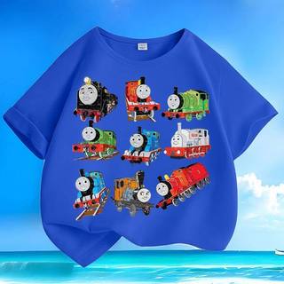 Áo thun cổ tròn in hình Thomas the Tank Engine, kiểu dáng thoải mái và giản dị, phong cách Mỹ dành cho bé trai.