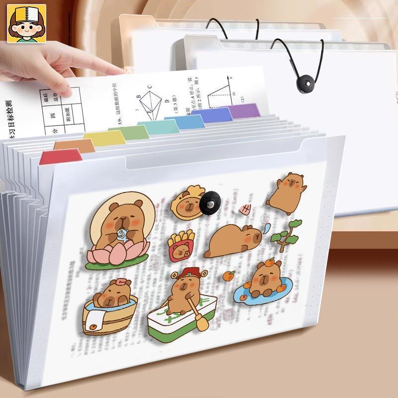 Túi đựng tài liệu A4 dễ thương với sticker gấu trúc, đựng tài liệu nhiều ngăn tiện lợi cho học sinh, nhân viên