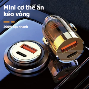 Bộ sạc xe hơi loại-120W sạc siêu nhanh vô hình sạc xe hơi ẩn mini tab kéo sạc xe hơi Bộ sạc điện thoại di động QC3.0