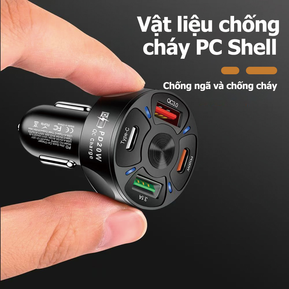 Đa cổng 4usb 5usbQC3.0 sạc điện thoại di động trên ô tô sạc flash sạc nhanh sạc xe hơi sạc nhanh sạc xe hơi