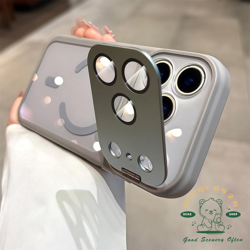 【 Ốp lưng iPhone17 】 Giá đỡ ống kính Vỏ điện thoại từ tính mờ lỏng iphone17 Pro Max 16 15 14 13 12 cho vỏ iPhone Vỏ mềm silicon TPU chống sốc