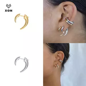 Bông Tai Bohopunk Mặt Trăng Sừng Vàng Màu Bạc, Phụ Kiện Thời Trang Dự Tiệc Mina