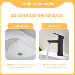 Vòi lavabo inox 304 đen cao cấp, vòi lavabo nóng lạnh thiết kế hiện đại, vòi lavabo phòng tắm bền đẹp VRM010, 029 — ảnh 4