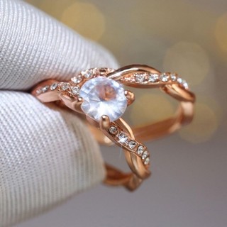 Nhẫn Xoắn Zircon Hoa Hồng Màu Vàng Dát - Thiết kế Thời Trang cho Cô Dâu làm quà cưới