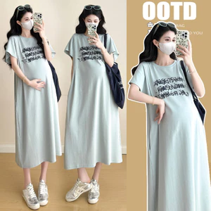 Trang phục bà bầu mùa hè ngắn tay dài dáng rộng