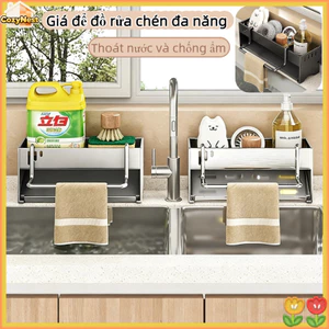 Giá để đồ rửa chén đa năng–thép carbon chống gỉ,đáy nghiêng thoát nước tự động,tiết kiệm không gian