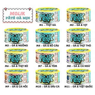 (Combo tiết kiệm) Pate Molik 85g/Thức ăn ướt cho Chó Mèo –Dạng đặc mịn Mousse/Soup/Súp – 25 Hương Vị